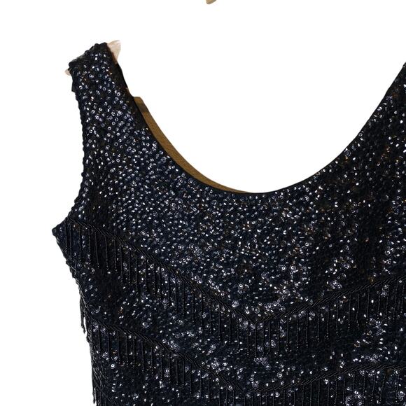 Vintage Hand Full Fashioned Sleeveless Beaded Sequin Top - Picture 2 of 6